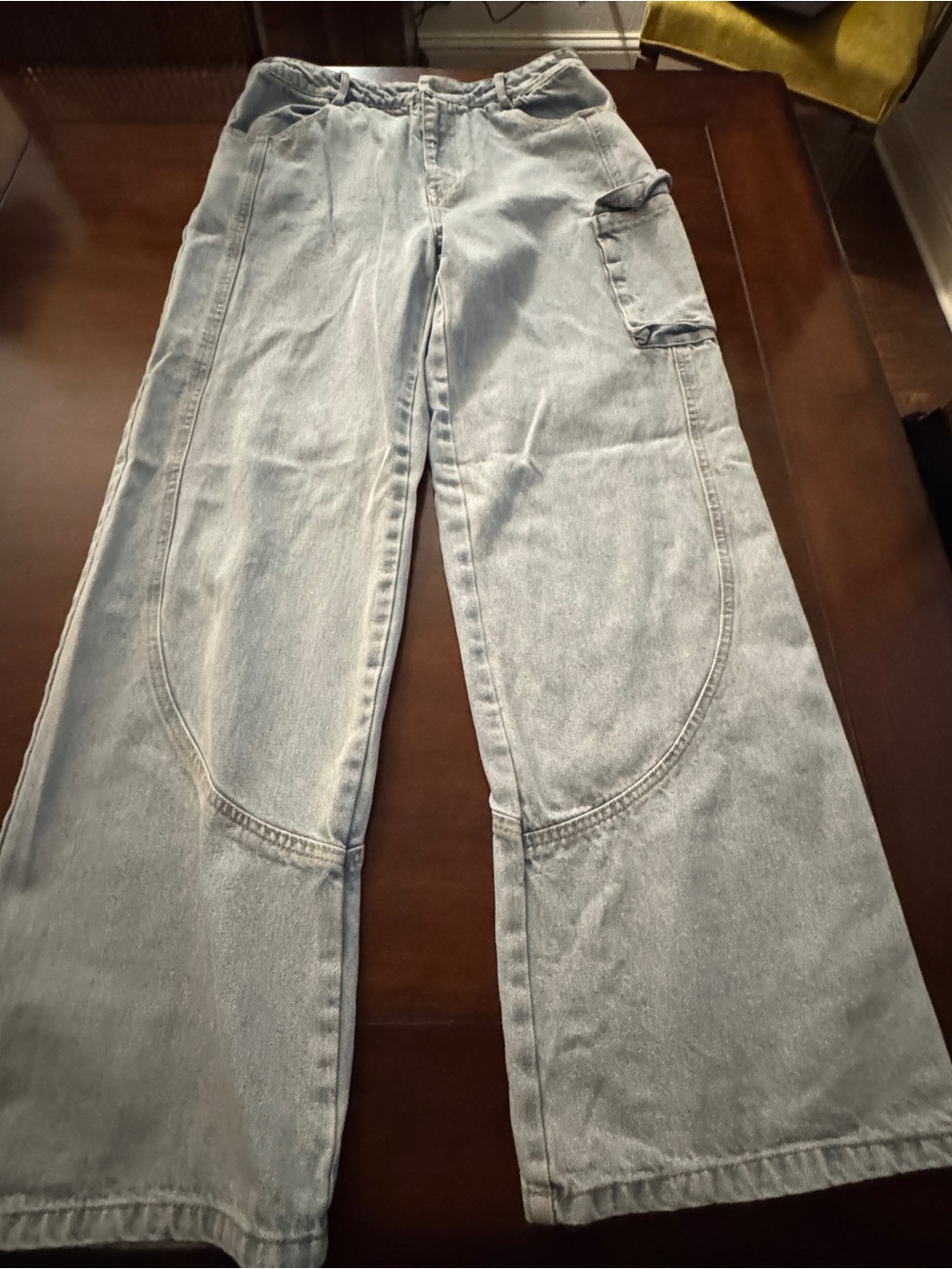 Pretty Garbage Barrel Leg Jeans Womens M 28/29 Cargo Pocket Wide Leg Denim Pants